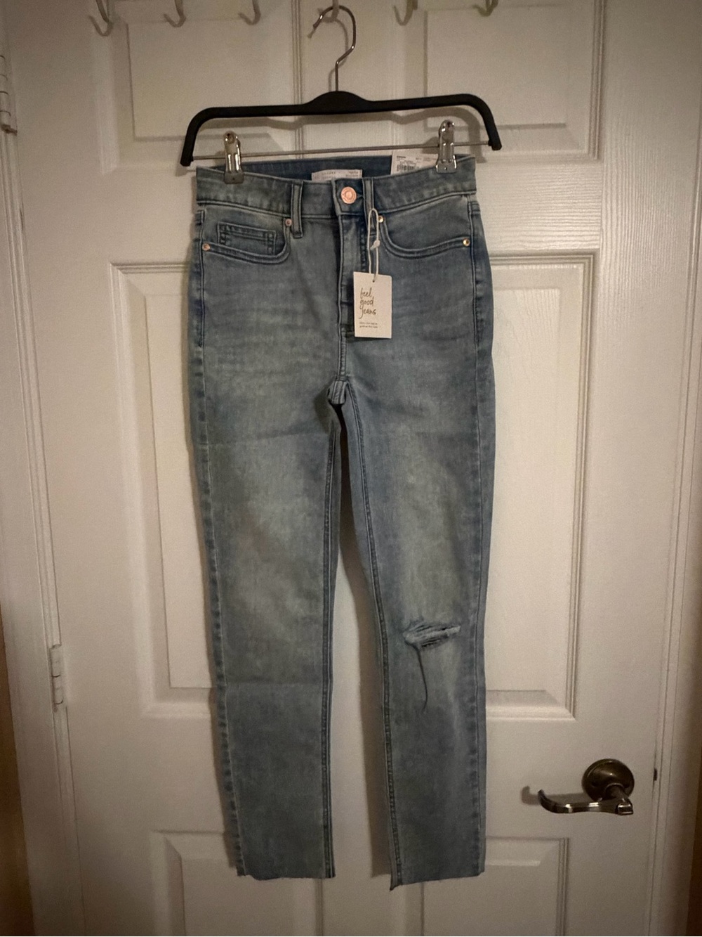 LC Lauren Conrad High Rise Skinny Ankle Jeans Size 2 Light Wash Distressed